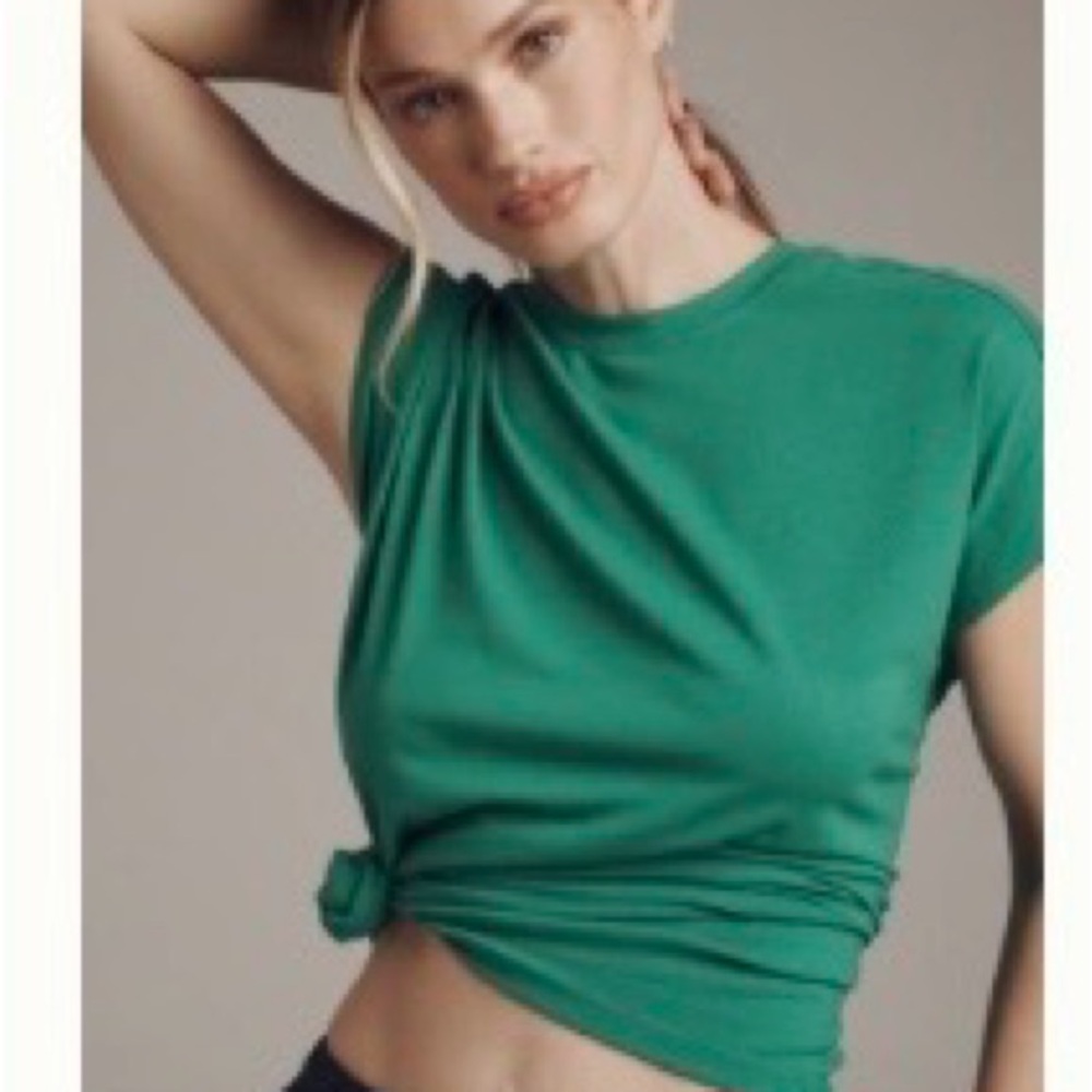 Anthropologie Green Short Sleeve Crewneck Tee